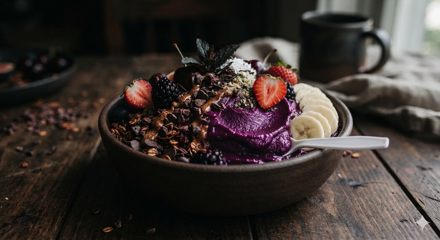 Açaí na tigela com frutas